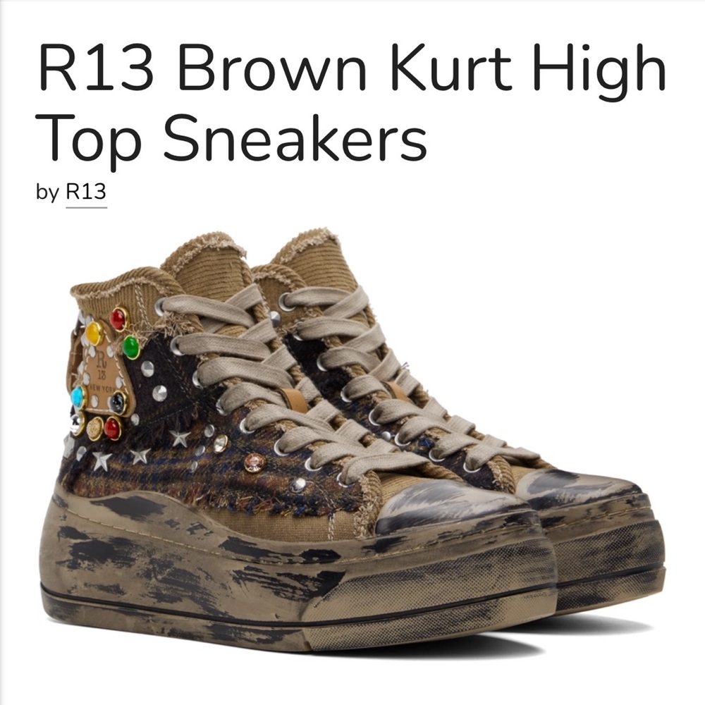 R13 Women's Distressed High-Top Sneakers with Embellishments